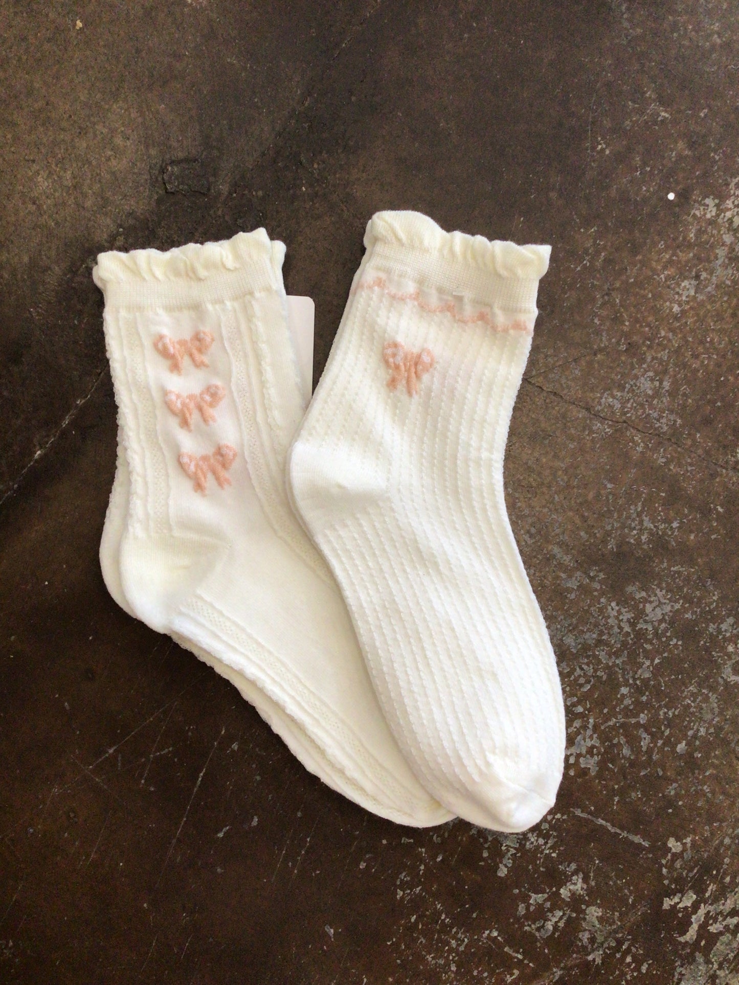 Cream Bow Socks