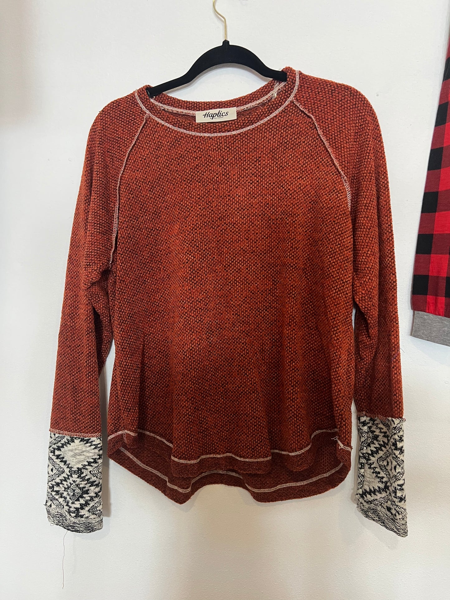 Rust Top with Aztec print