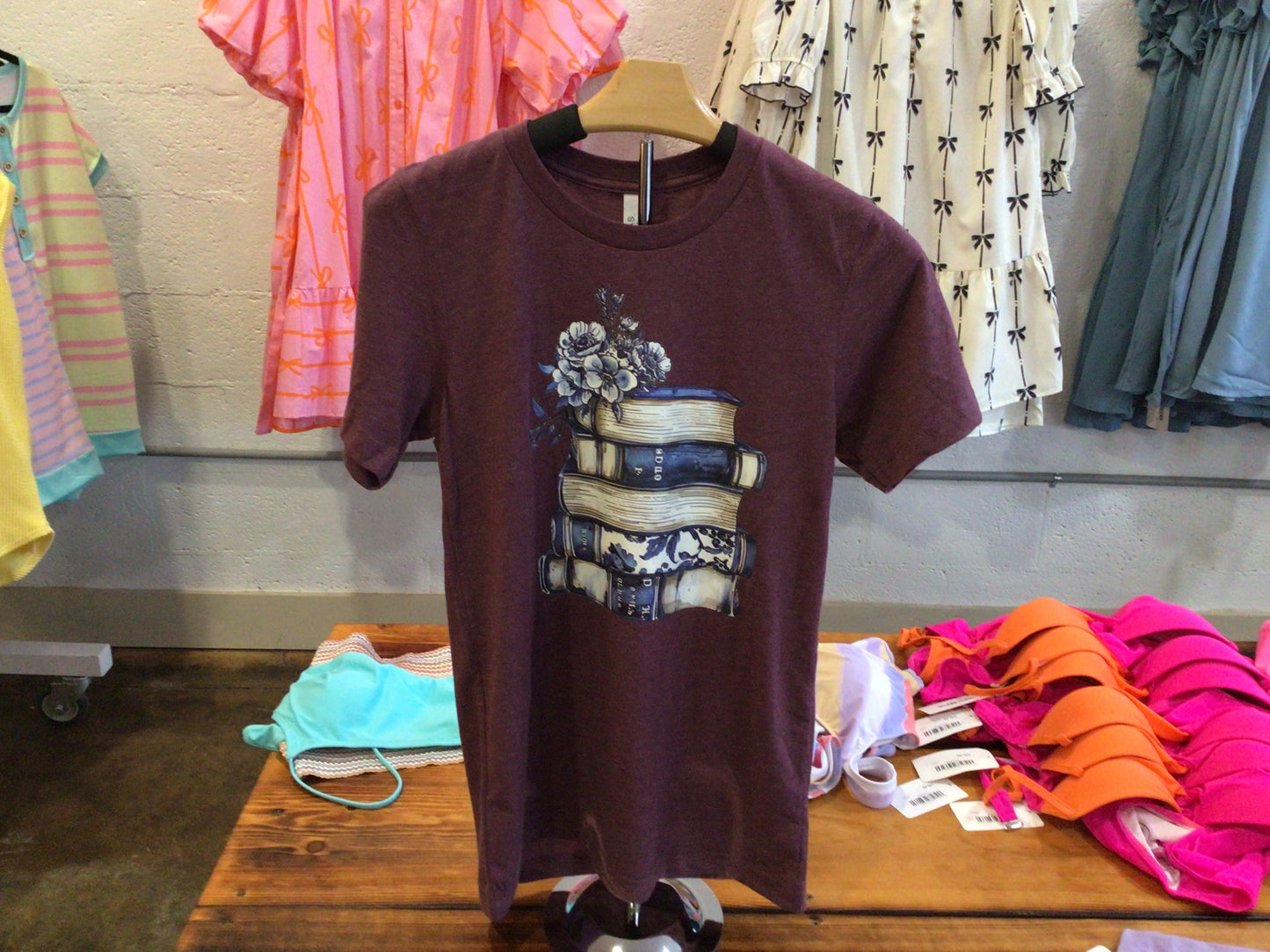 Burgundy book tee