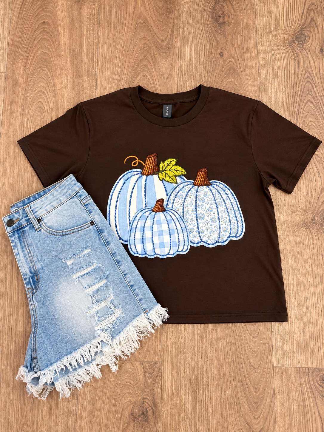 Blue Gingham Harvest Tee