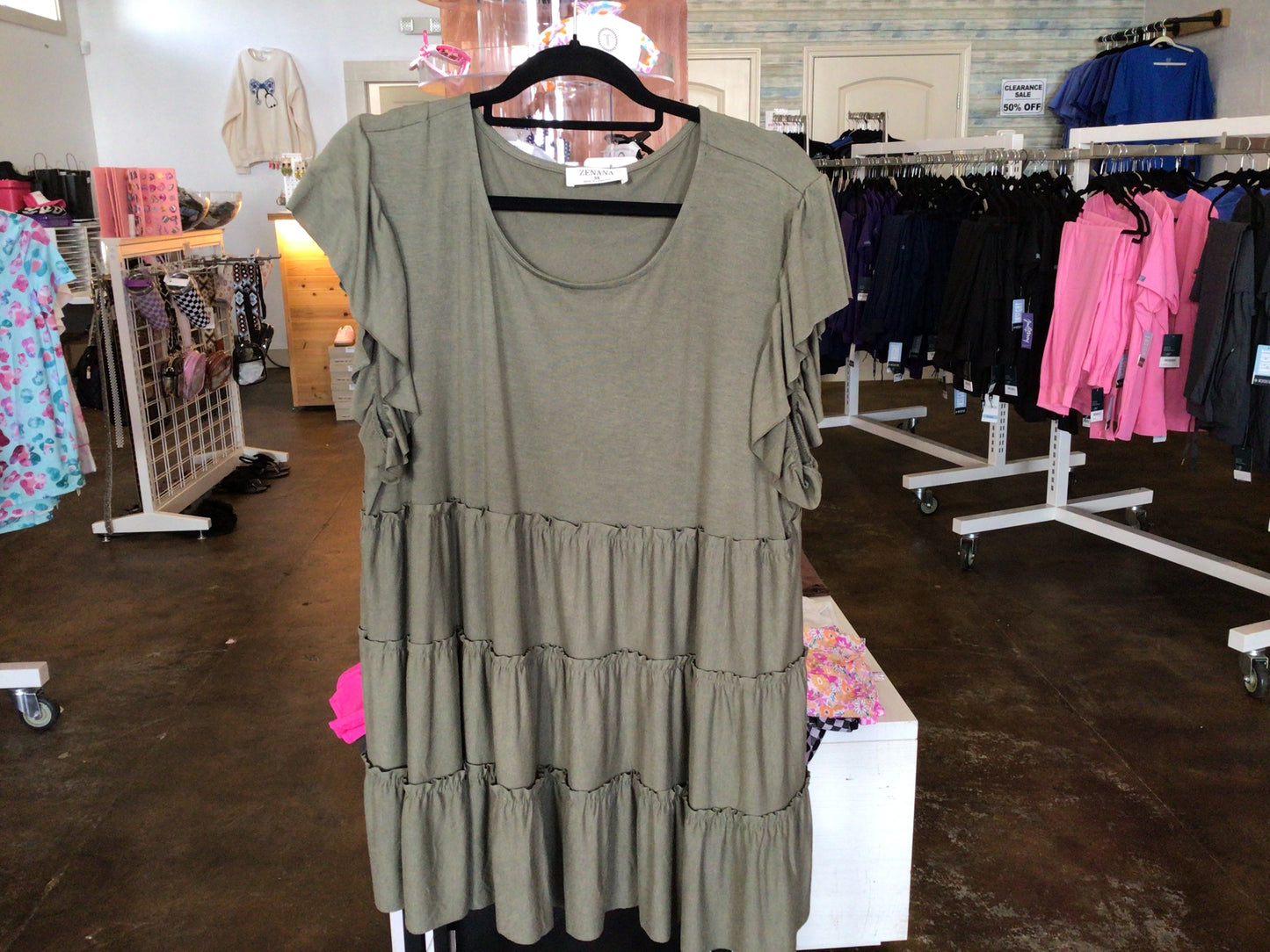 Dark green ruffle dress