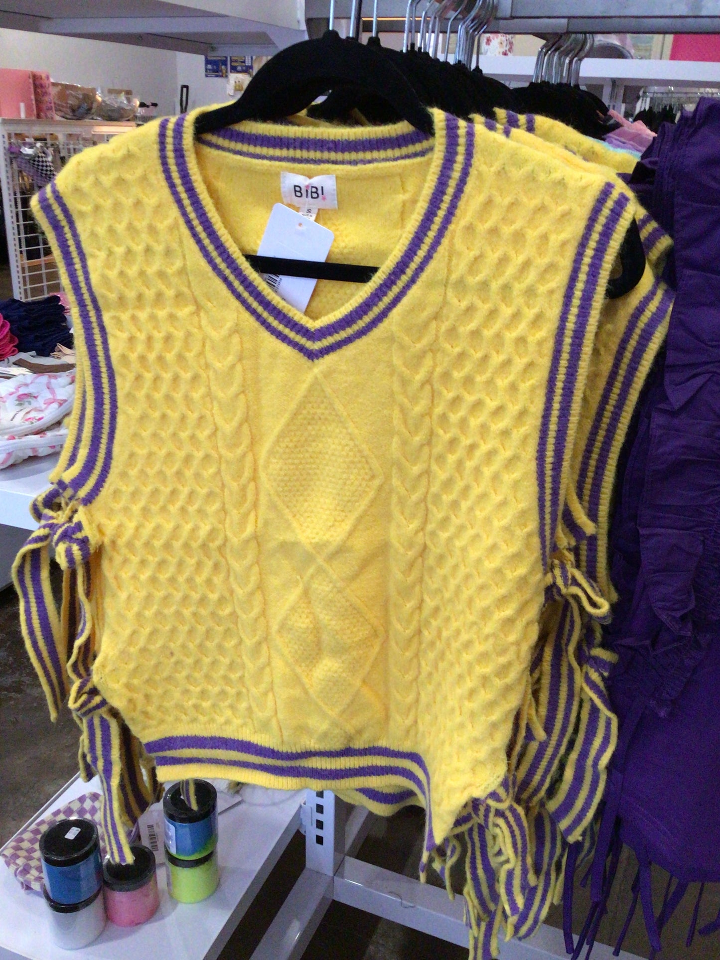 Yellow and Purple Sweater Top with bows