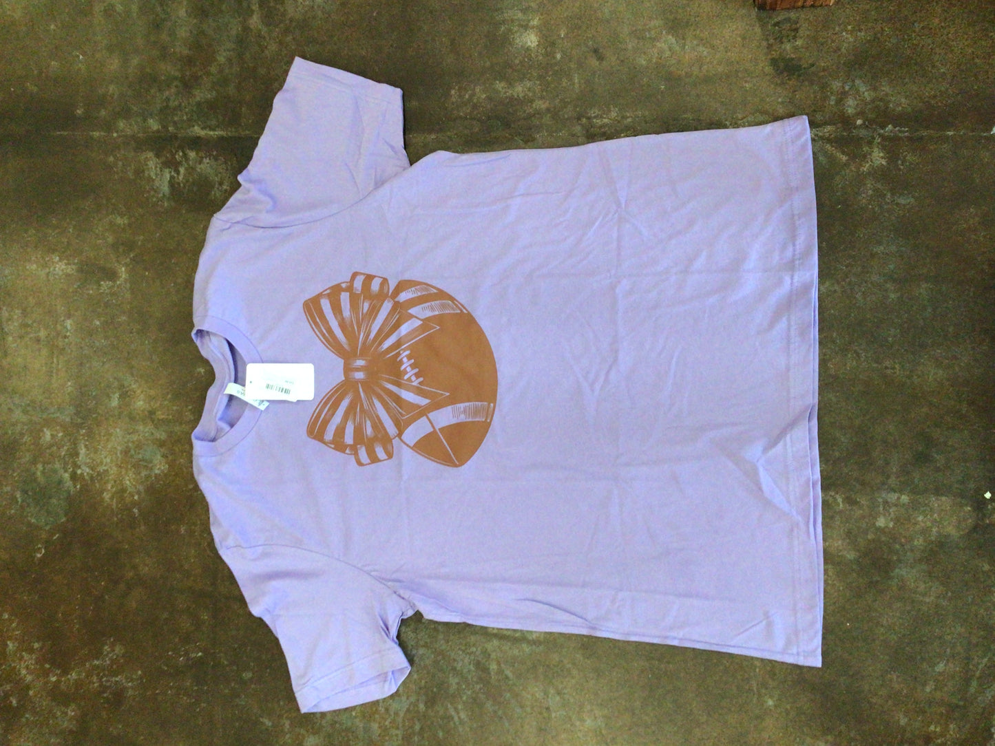 Purple football bow tee