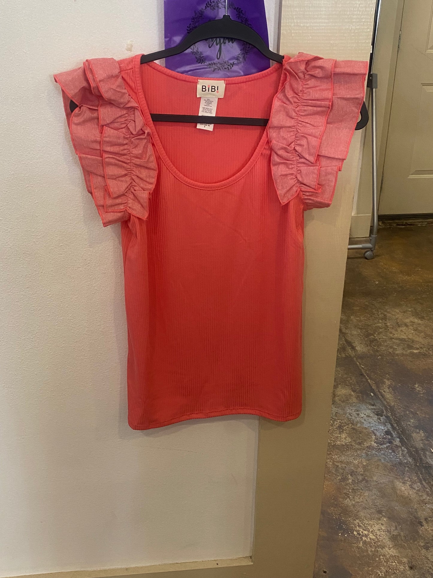 Coral Ruffle Tank