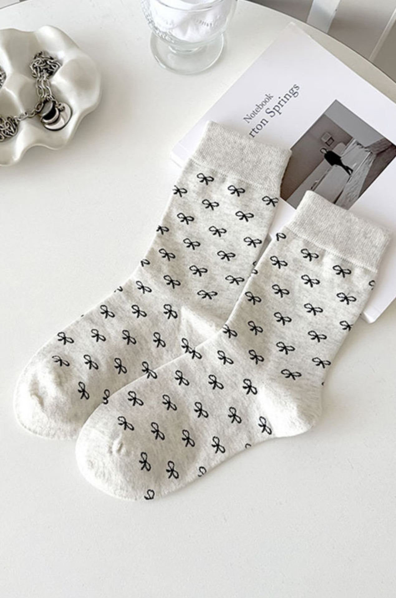 White Bow Knot Socks