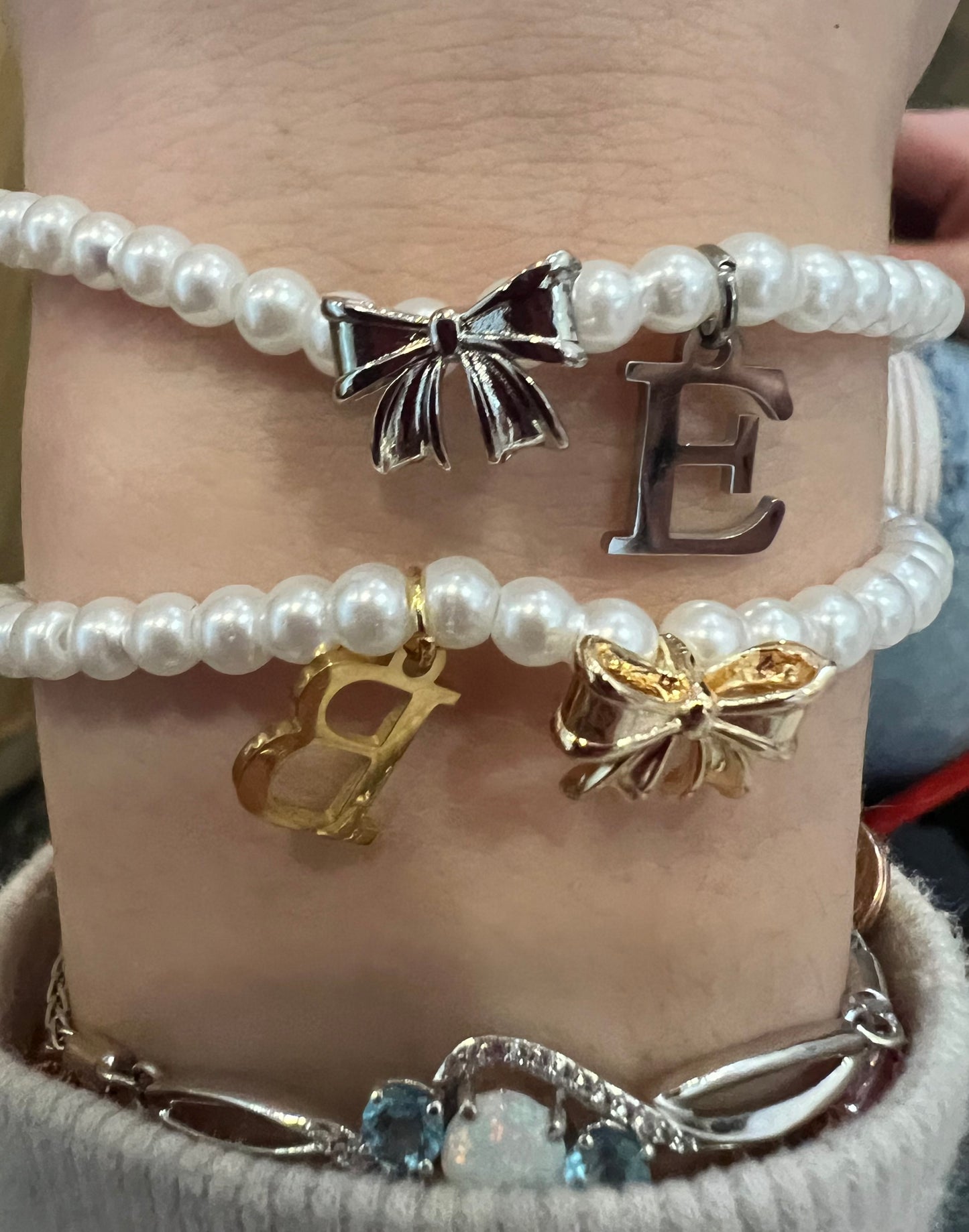 Alphabet Letter Bow Bracelet