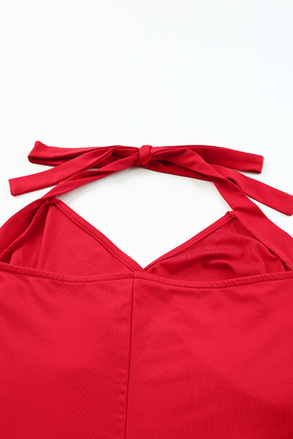 Fiery Red Halter Neck Wrapped Mini Bodycon Dress