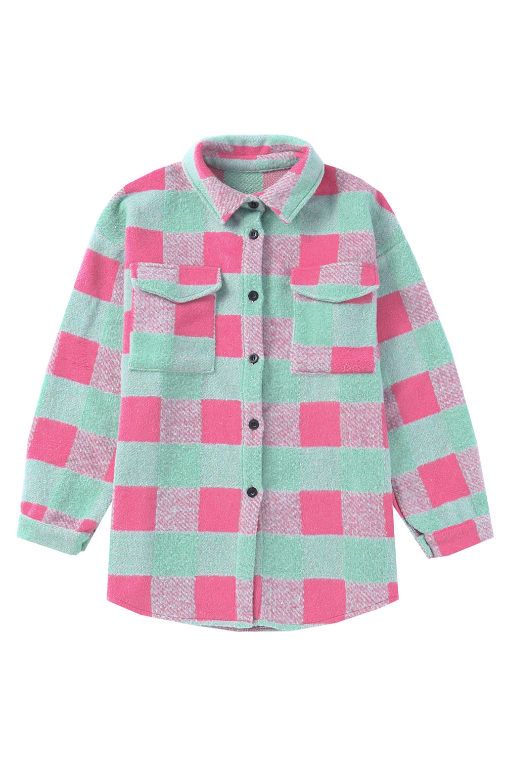 Pink Plaid Pattern Oversized Shackets