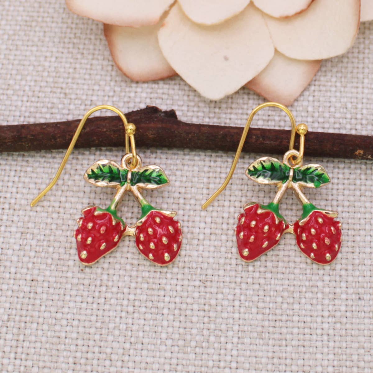 ZAD - Juicy Bunch Gold Strawberry Earrings