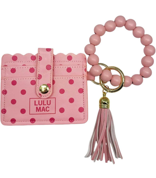 LULU MAC Beaded Wristlet Wallet Purse with Wrist Bracelet Strap