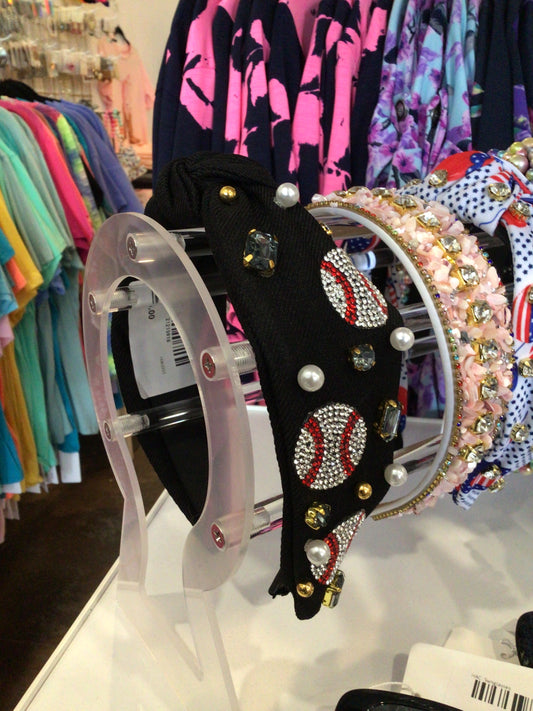 Black jeweled baseball headband