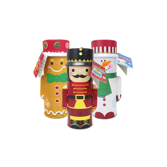 Too Good Gourmet - Holiday Character Tins – Nutcracker, Snowman & Gingerbread