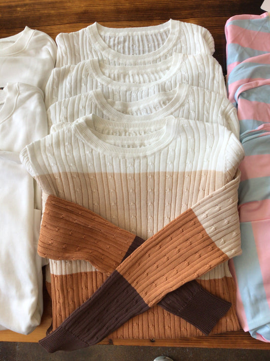 Khaki Color block Sweater