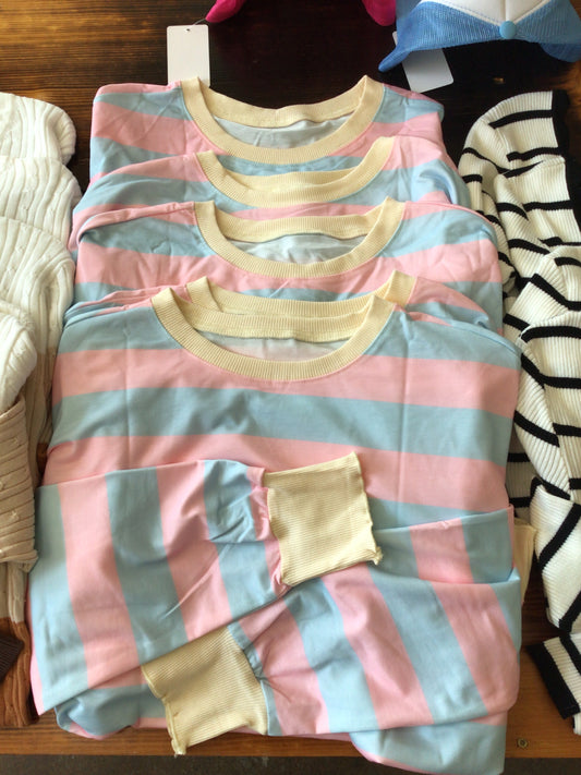 Blue and Pink Long sleeve Top