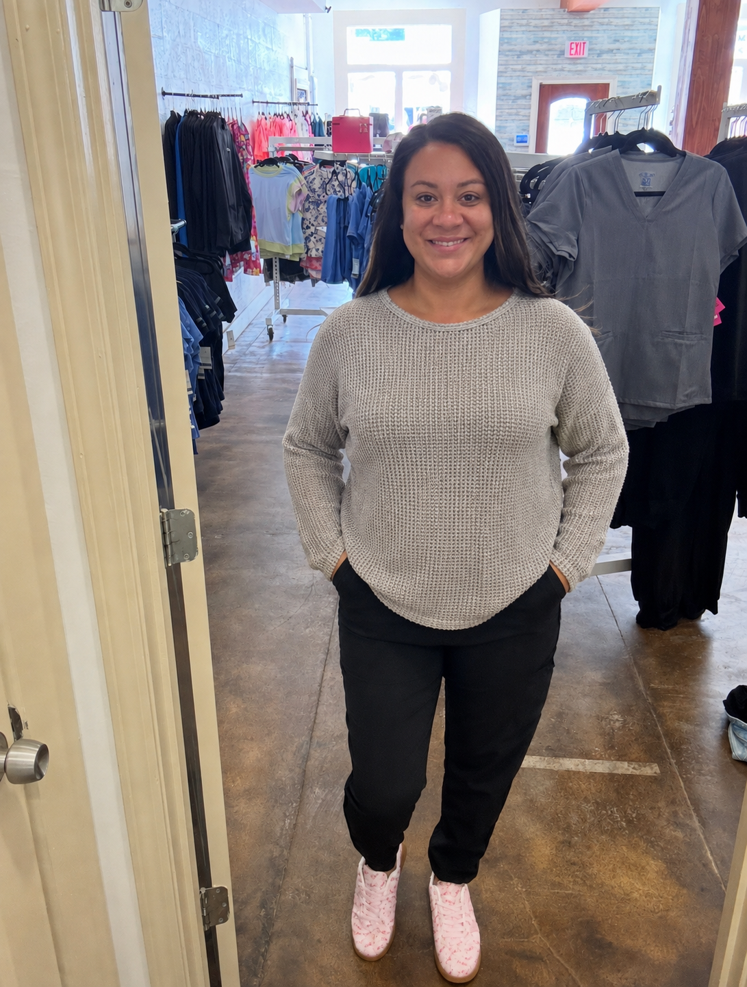 Gray Waffle Knit Shirt