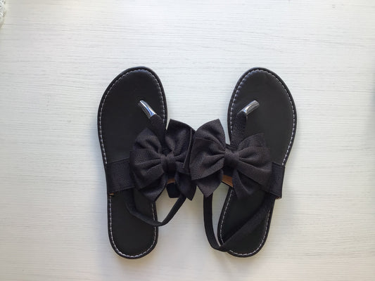 Black bow sandals