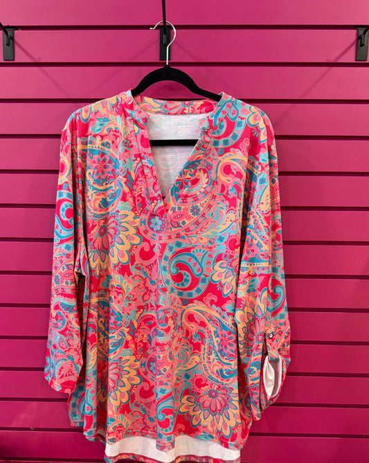 Pink paisley top