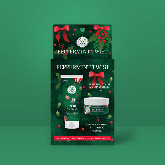 Woolzies - Peppermint Twist Hand Cream & Lip Mask Duo – Holiday Set