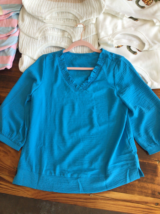 Sky Blue V-neck Top