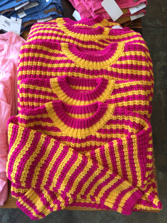 Yellow and Pink Stripe Sweater