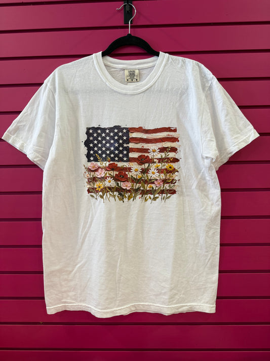 American Flag Floral graphic tee