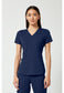 Med Couture Touch V-Neck Scrub Top for Women with 4 Pockets, Rib-Knit Side Panel, and Shirttail Hem MC7459