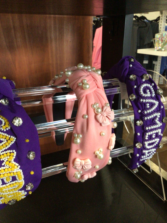 Pink bow headband