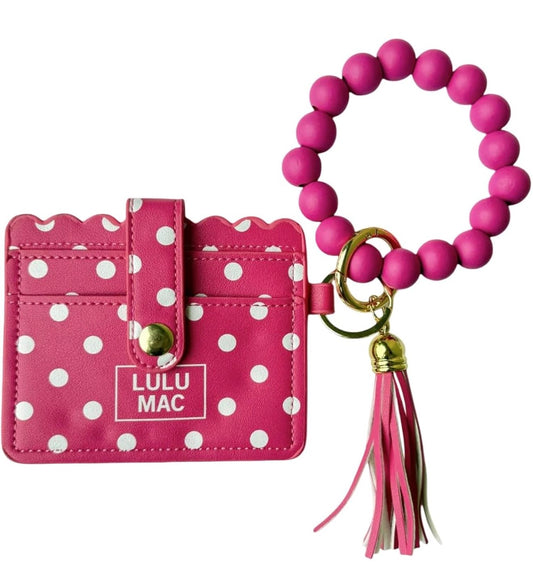 LULU MAC Beaded Wristlet Wallet Purse with Wrist Bracelet Strap