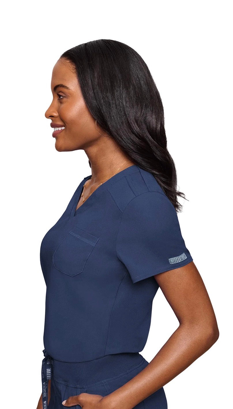 Touch V - neck Chest Pocket Top-MC7448
