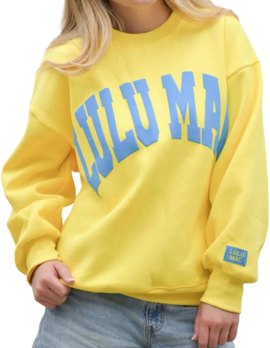 LULU MAC Signature Puff Sweatshirt - Yellow with Cyan Blue