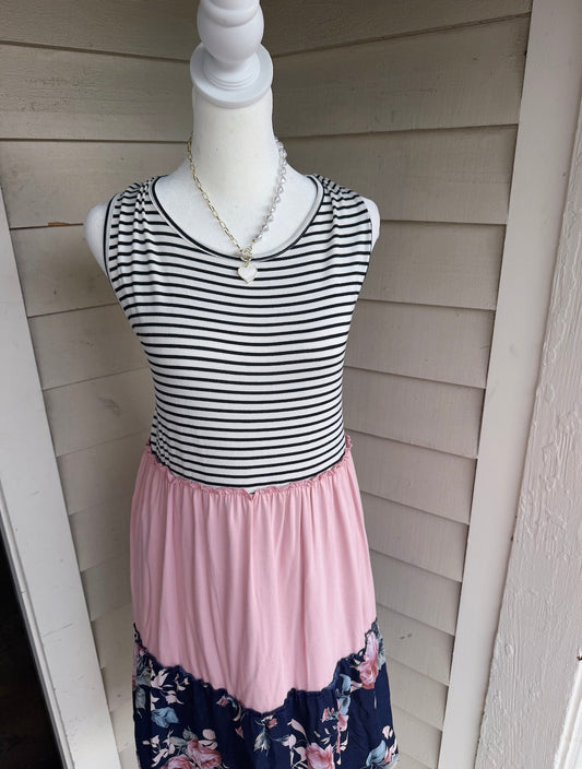 Striped Floral Dress - SBC