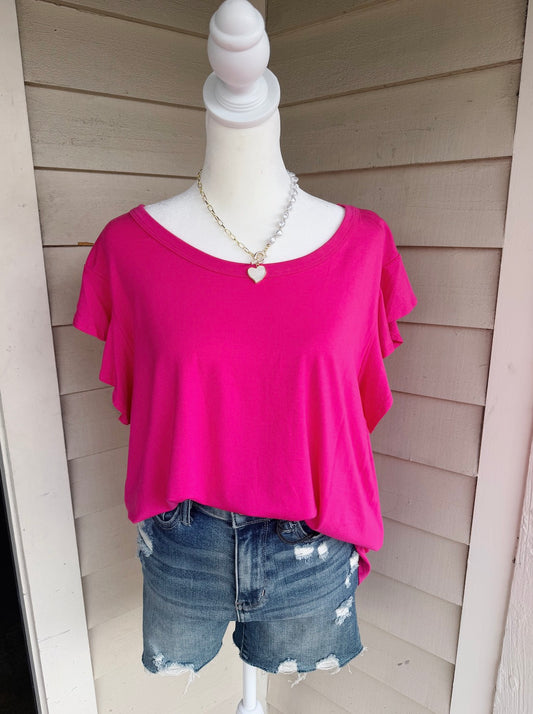 Pink Ruffle Sleeve Top - SBC