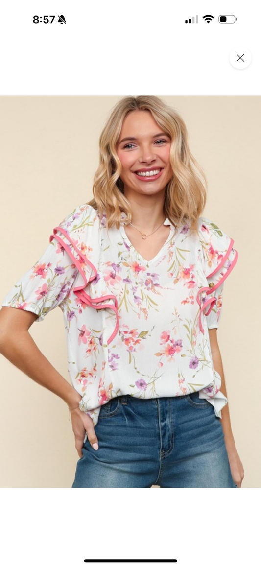 Ruffle Floral Top