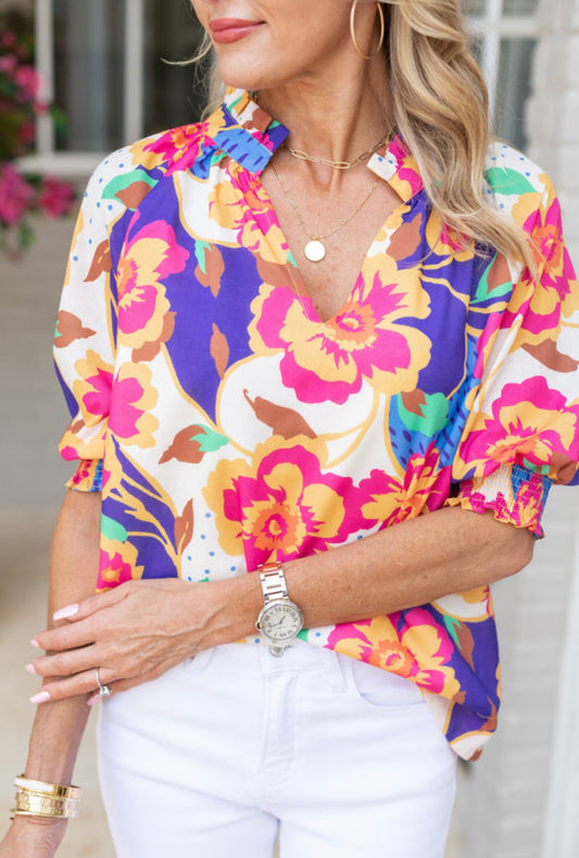 Floral Vneck Top