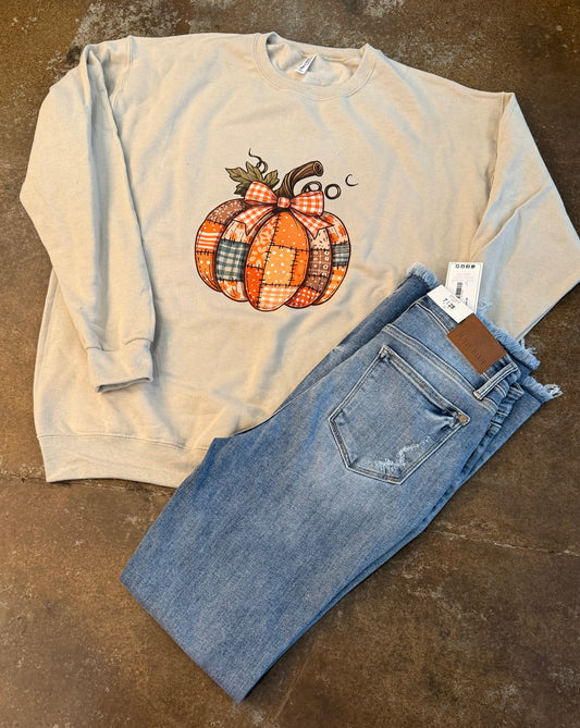 Fall Patchwork Pumpkin Women’s Sweatshirt