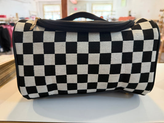 Black and white checkered make up bag