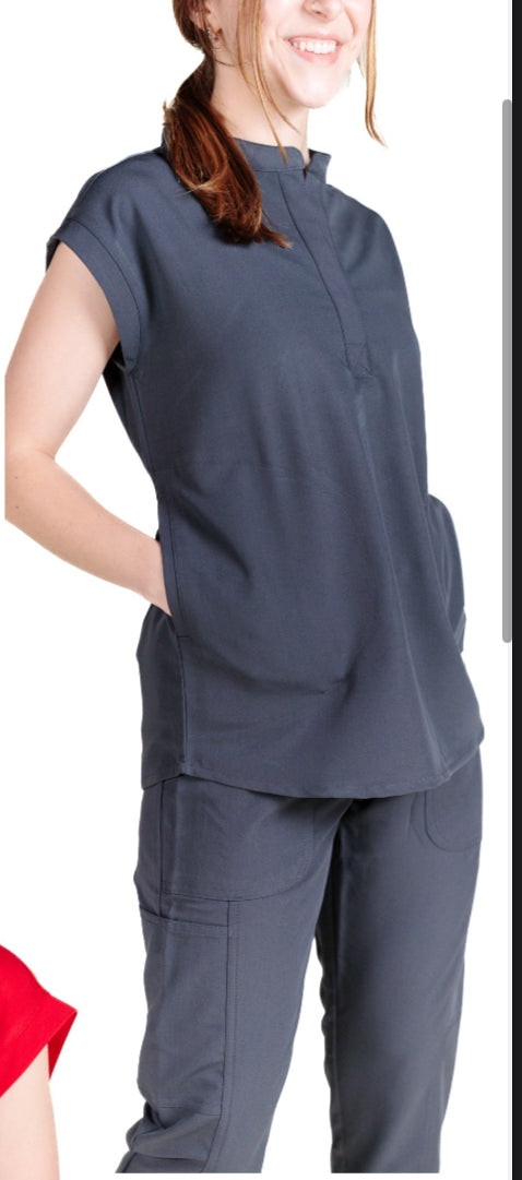 Mandarin Collar Scrub Top by Excel