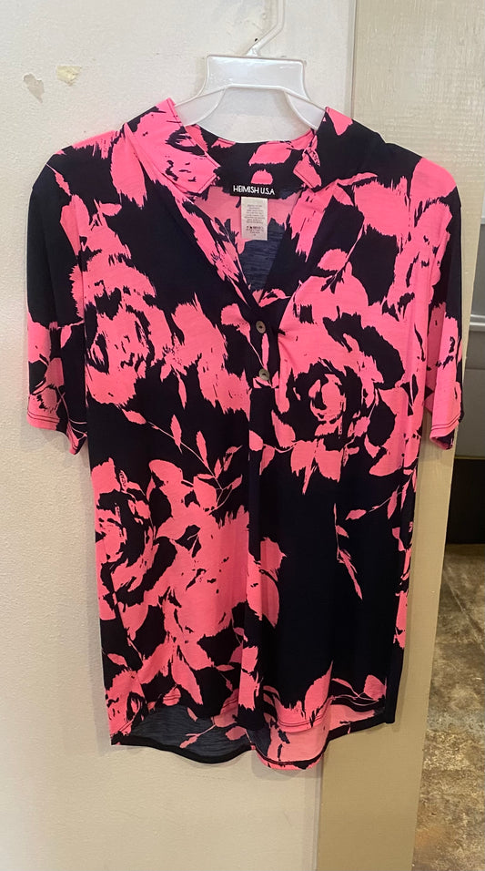 Navy & Hot Pink Floral Tee