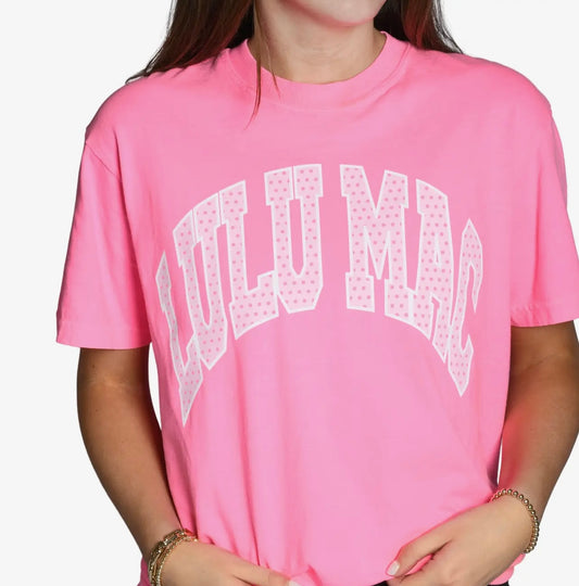 Lulu Mac Neon Pink Polka Dot Tee