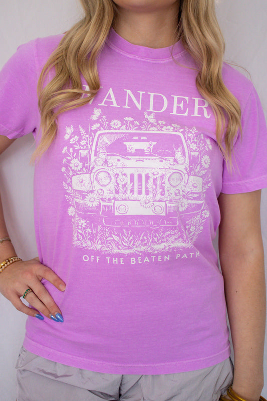 Wander Off the Beaten Path Graphic Tee – Lavender