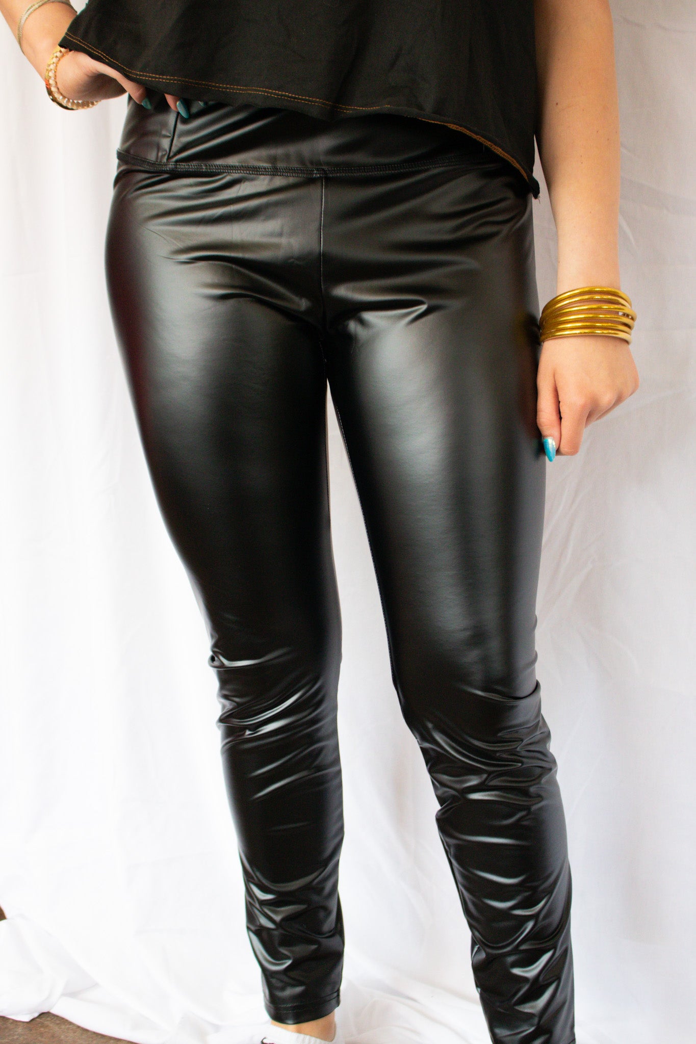 Black Faux Leather High Waist Skinny Leggings