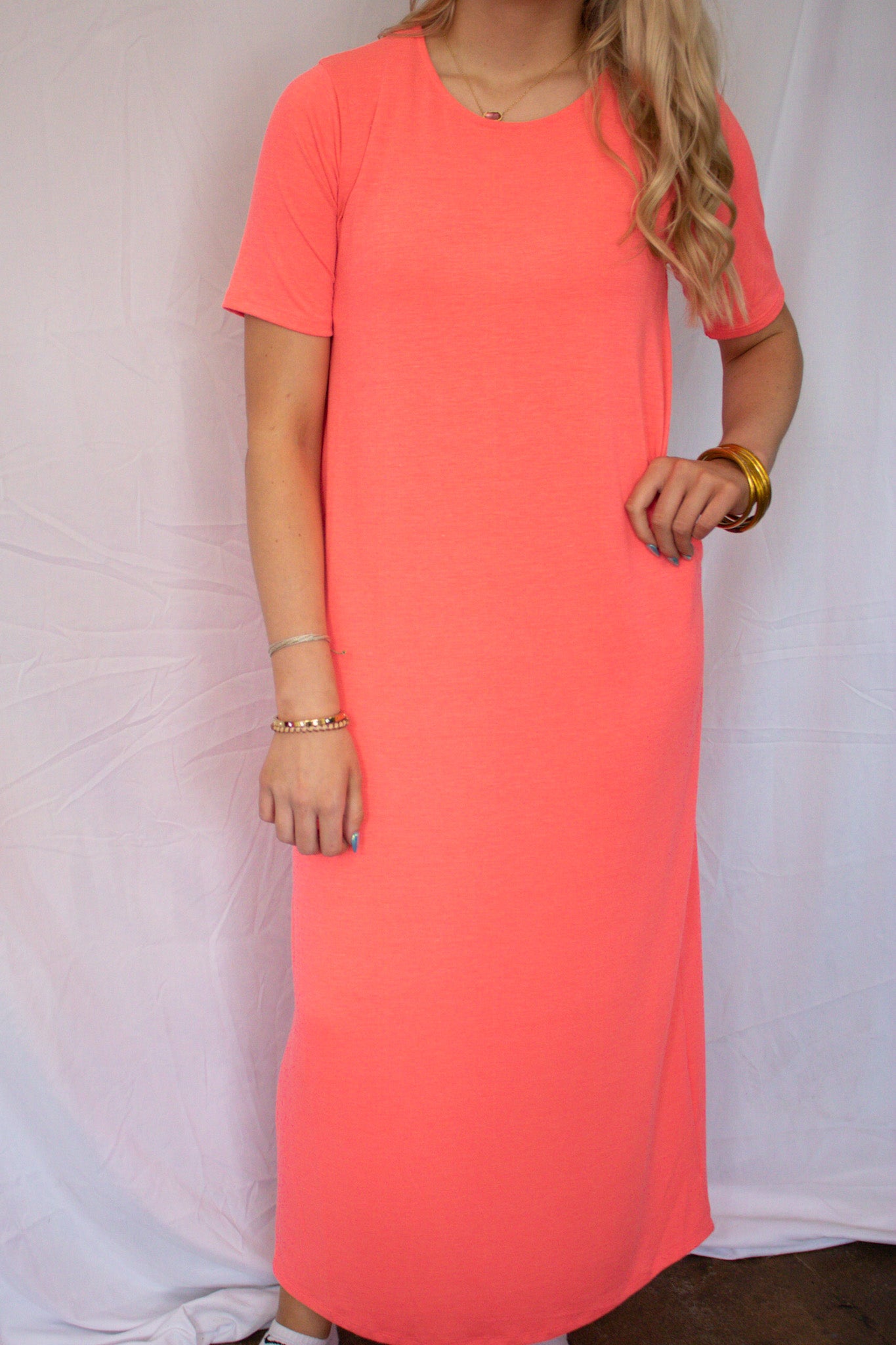 Coral pink long dress