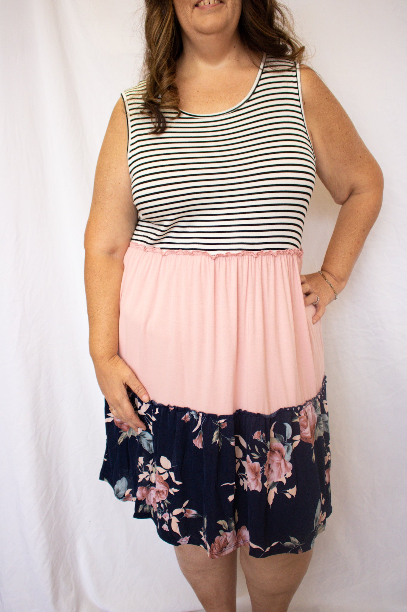 Striped Floral Dress - SBC