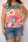 Floral Embroidered Flutter Sleeve Top