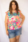 Floral Embroidered Flutter Sleeve Top
