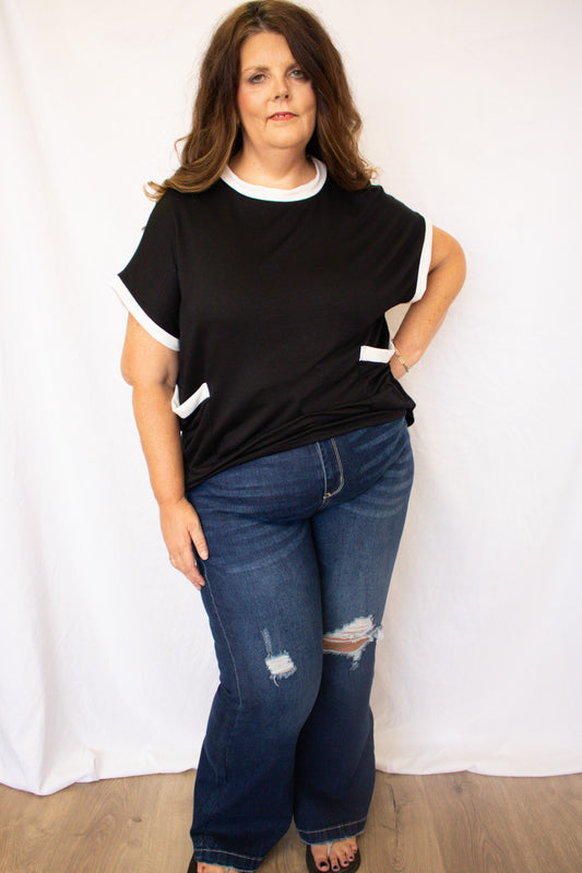 Real Teal High Rise Ripped Bell Bottom Jeans