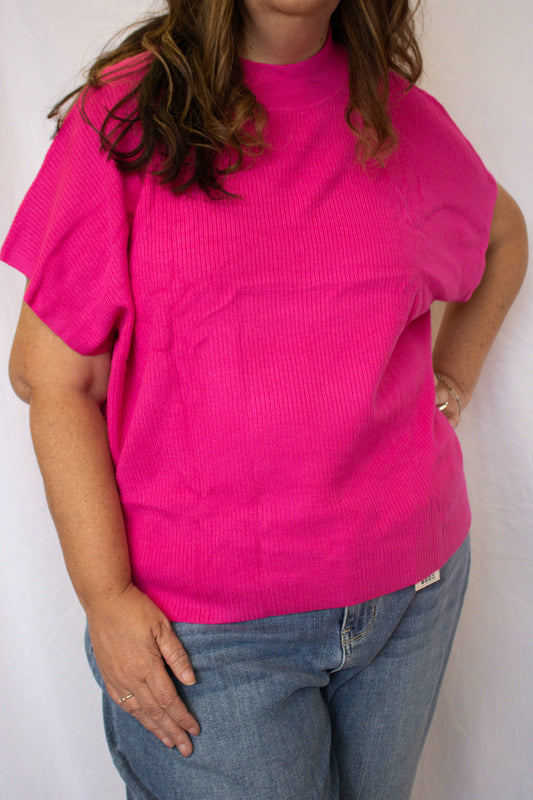 Sweet Pea Ribbed Top - Hot Pink