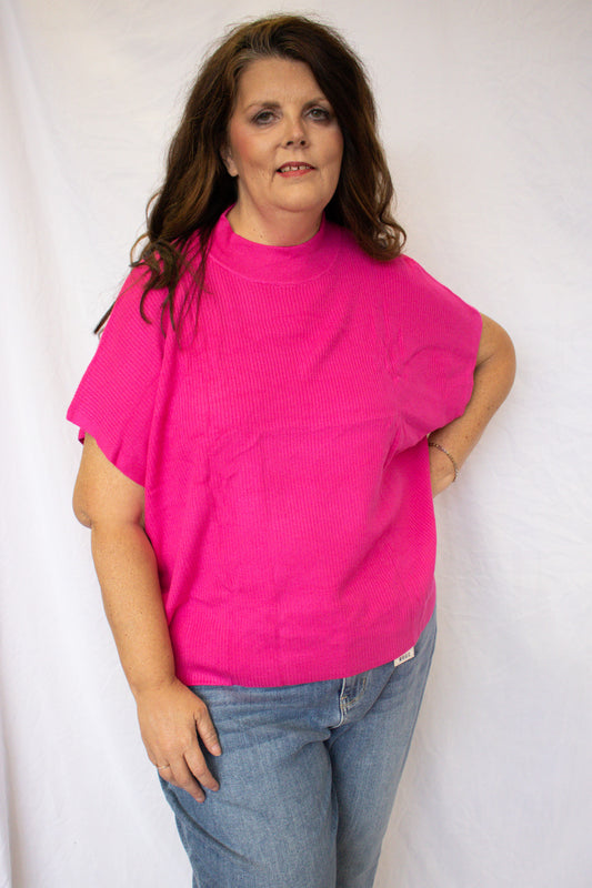 Sweet Pea Ribbed Top - Hot Pink