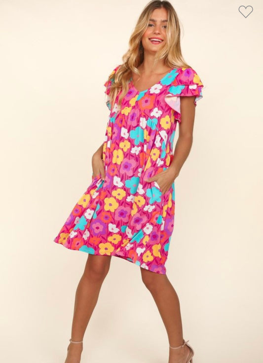 Bright Floral Midi Dress