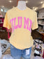 LULU MAC Pink Stripe Graphic Tee – Butter Yellow - SBC